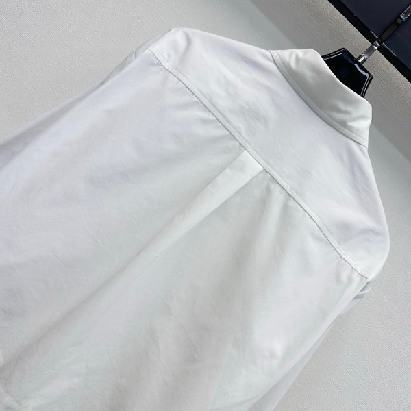 LV Cropped Bowtie Shirt in White Cotton