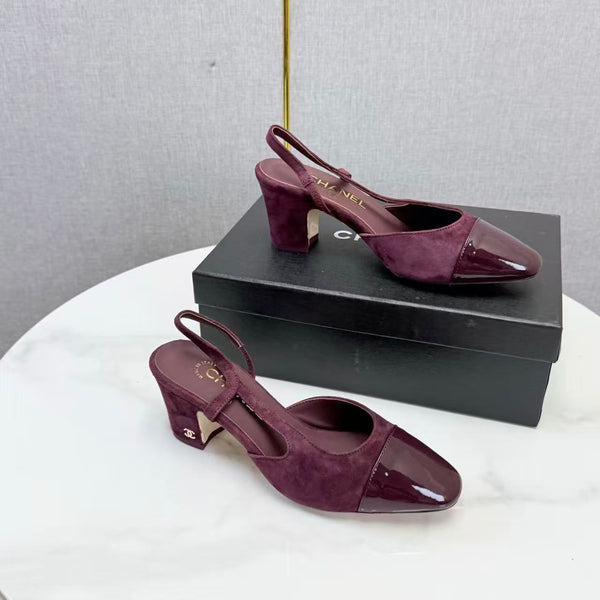 CC Slingback Pumps 6.5cm Burgundy Suede