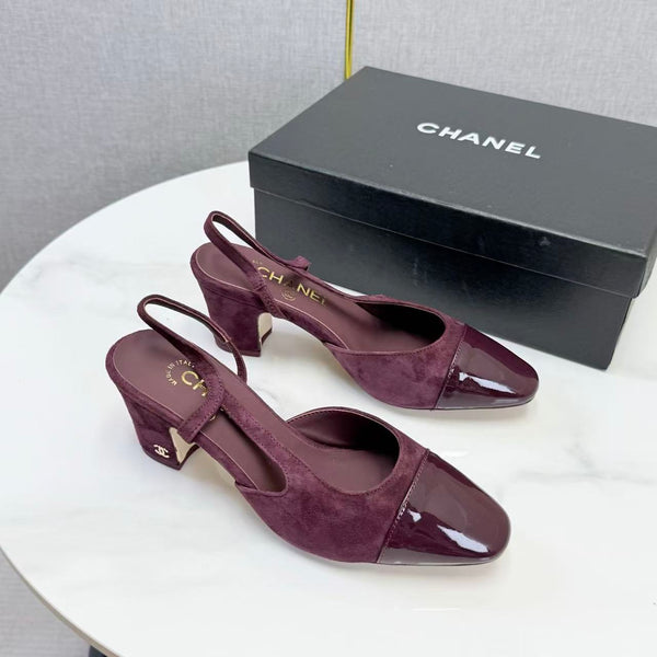 CC Slingback Pumps 6.5cm Burgundy Suede