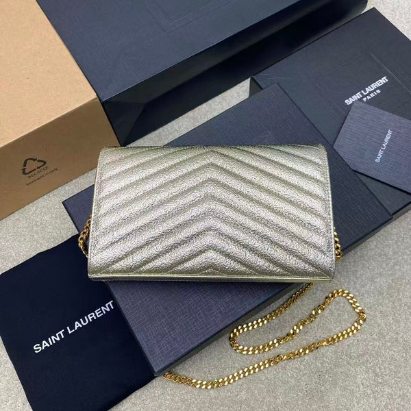 YSL Cassandre Matelassé Bag 22.5cm Metallic Gold Calfskin