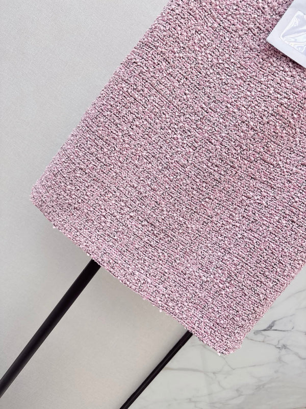 CC 2026 Pastel A-line Mini Skirt Pink In Laine - Wool Tweed