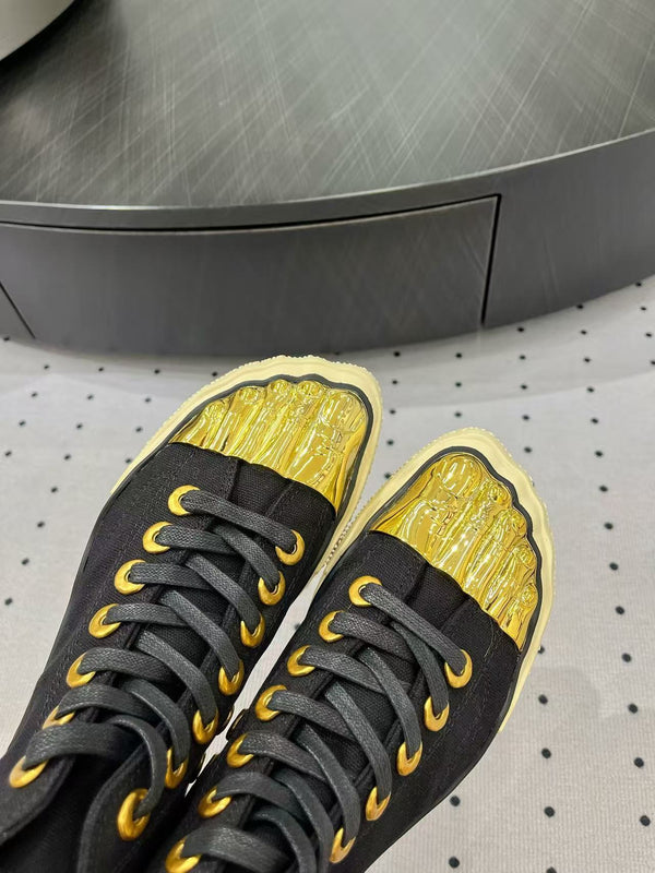 MS Trompe l’Oeil Toe Cap Sneakers Fabric Metal