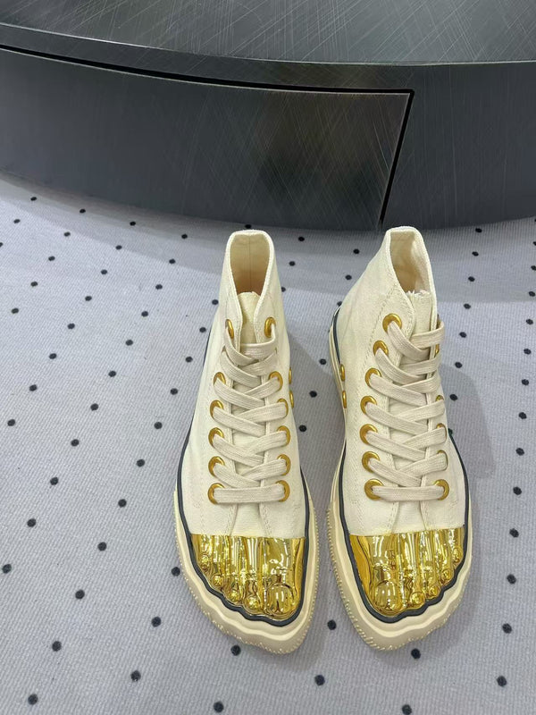 MS Trompe l’Oeil Toe Cap Sneakers Fabric Metal