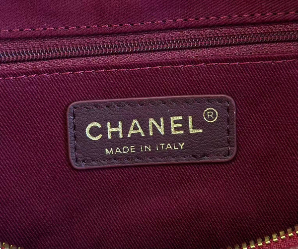 CC 26S Boston Bowling Bag 40cm Chain Handle Burgundy Grained Calfskin