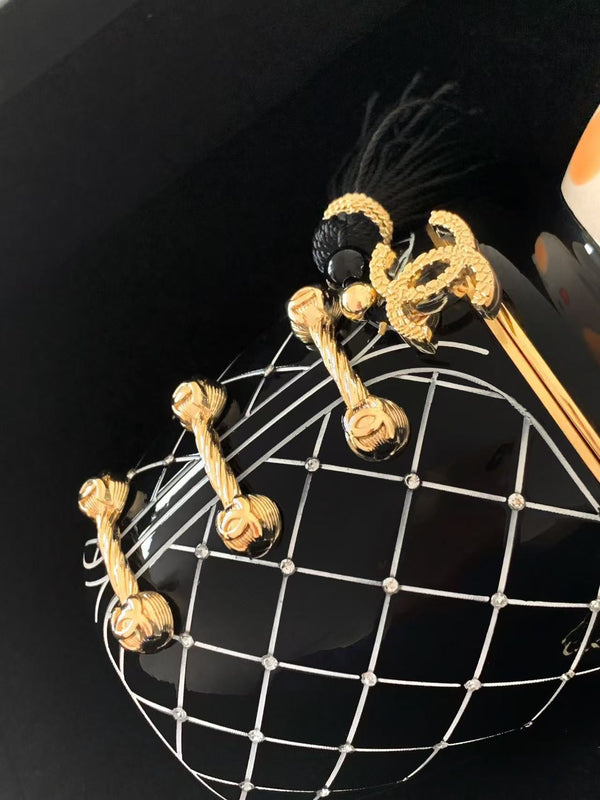 CC Paris-Shanghai China Doll Minaudière Clutch Bag 18cm Black Ceramic