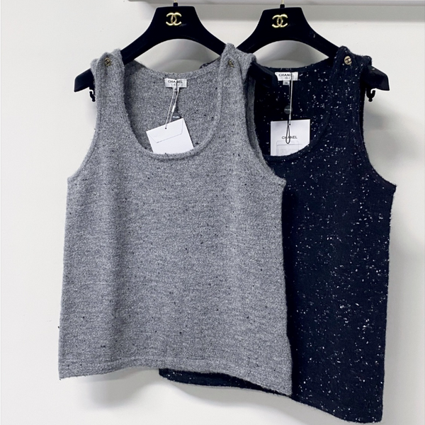 CC Button Shoulder Knit Tank Top 758932