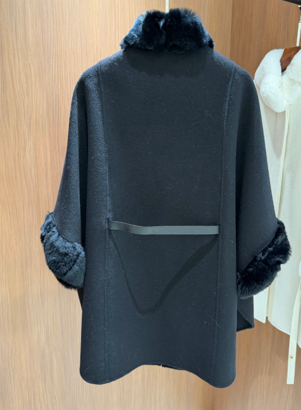 LP 26FW Cape Coat Rabbit Fur Collar and Cuffs Wool 440863