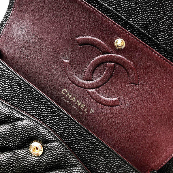 CC CLASSIC FLAP 25CM BLACK CAVIAR GOLD HARDWARE