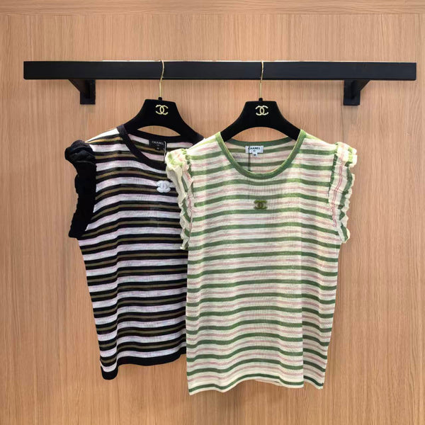 CC 2026 Striped Sleeveless Knit Vest Acrylic 387901