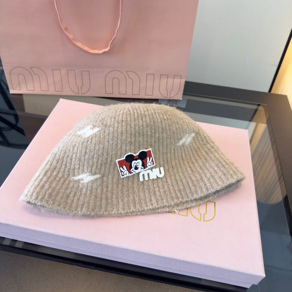Miu Wool Bucket Hat With Cartoon Character 477554