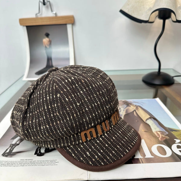 Miu Tweed Newsboy Cap Hat 497142