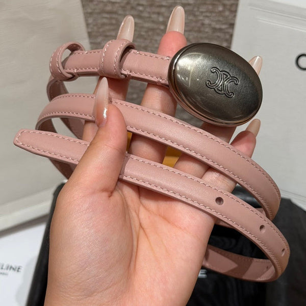CE 2026 Triomphe Dark Silver Buckle Belt 13mm Leather