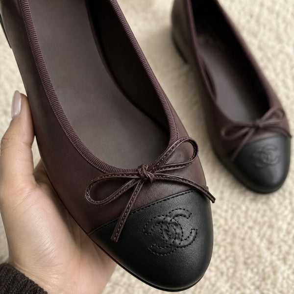 CC 2026 Ballet Flat Deep Chocolate Mix Black Lambskin