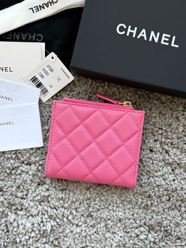 CC 2026 Double Zippered Short Wallet 11cm Leather 102531