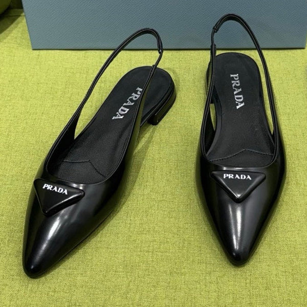 Prad 2026 Spazzolato Triangle Logo Flat Patent Leather 148638