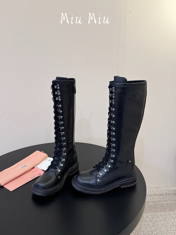 Miu 26s High Hiking Boots Calfskin