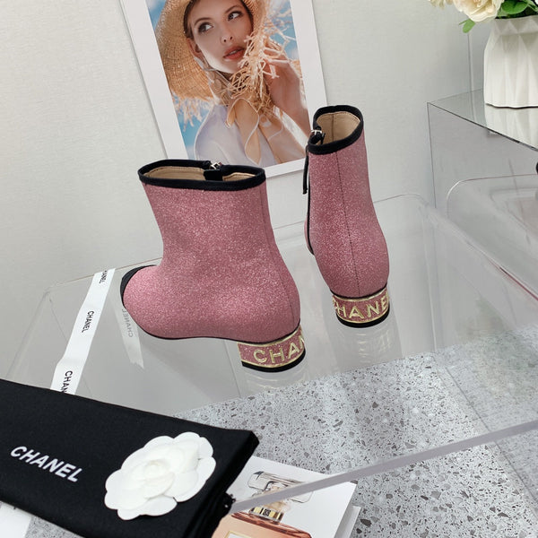 CC 2026 Cap-Toe Ankle Boots 30mm Glitter Fabric 162135