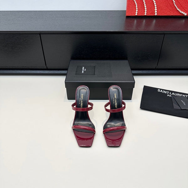 YSL 26S Double-Strap Heeled Sandals 100 Mm In Calfskin