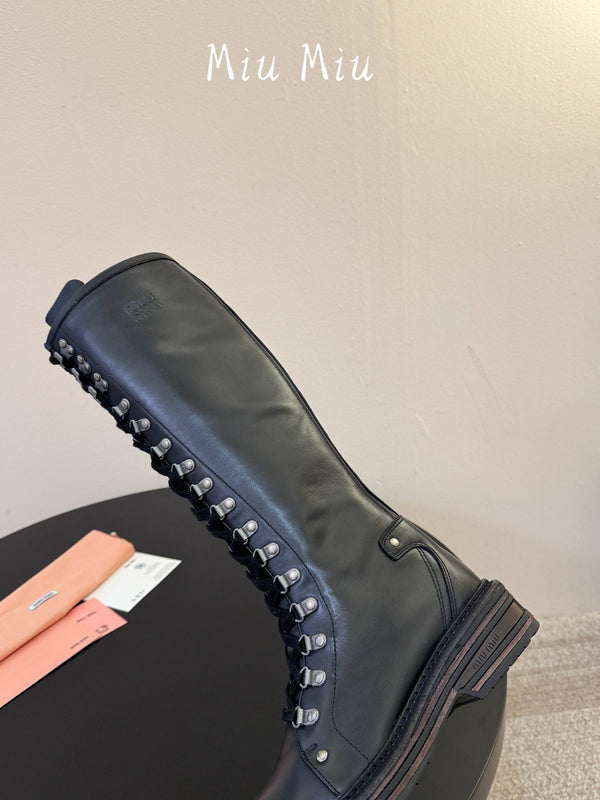 Miu 26s High Hiking Boots Calfskin