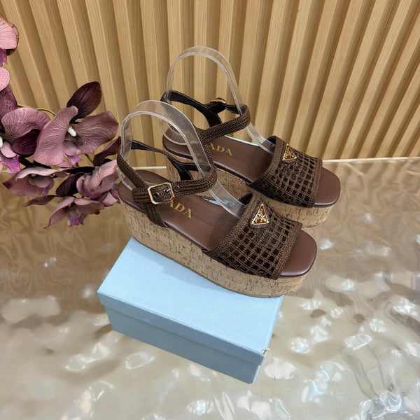 Prad 2026 Platform Sandals 75mm Crochet Fabric 151249