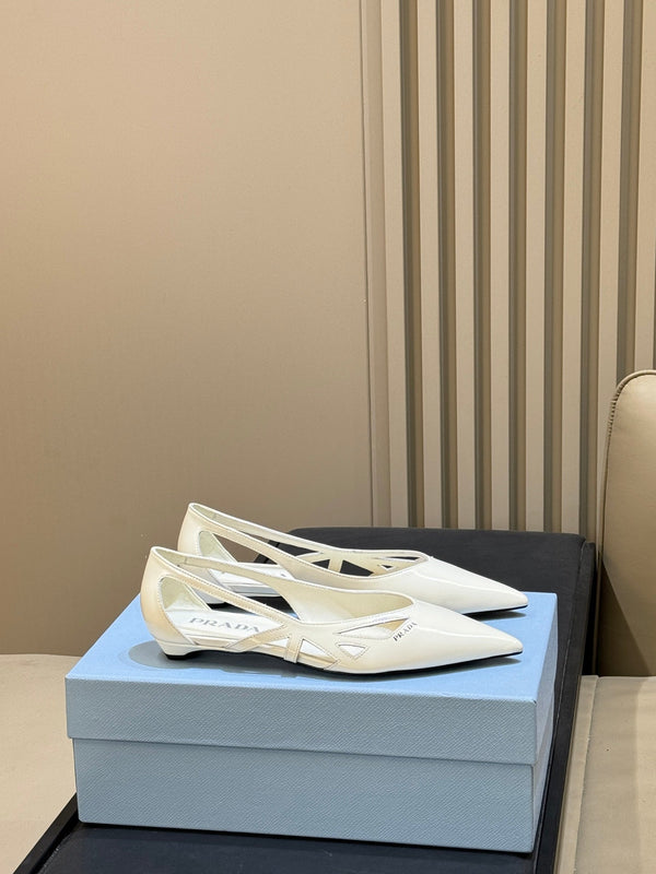 Prad 2026 Pointed-Toe Ballet Flats Calfskin 151236