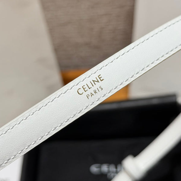 CE 2026 Triomphe Dark Silver Buckle Belt 13mm Leather