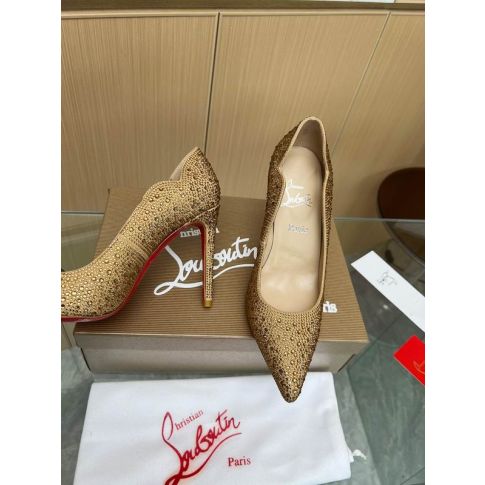 CL Hot Chick 100 Pumps Strass Embellished Leather Gold