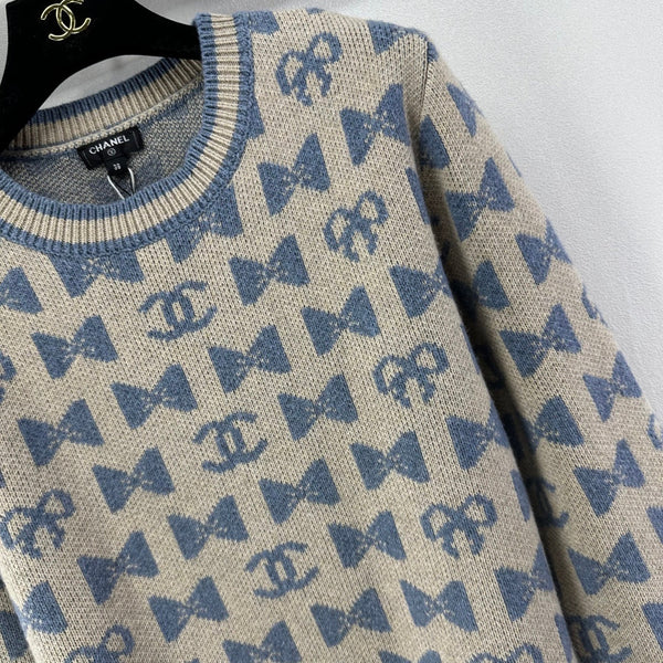 Chanel 2025 Double-C bow Knit Sweater Cashmere 329230