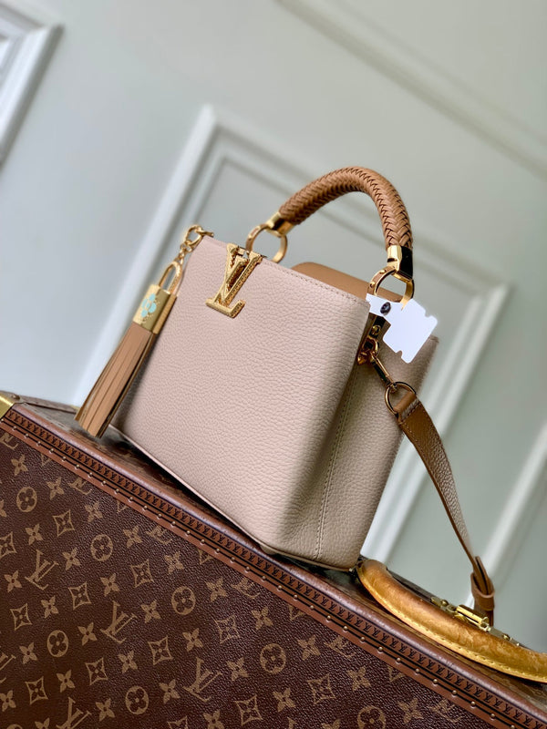 LV 2025 Capucines BB Bag Cream mix Arizona Beige Taurillon Leather 347423