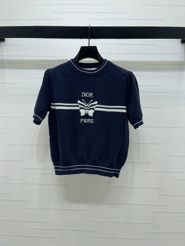 Dior 2026 Bow with Logo Short-Sleeve T-Shirt Wool