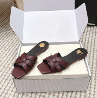 YSL 26ss Melody Stiletto Flat Slippers Calfskin
