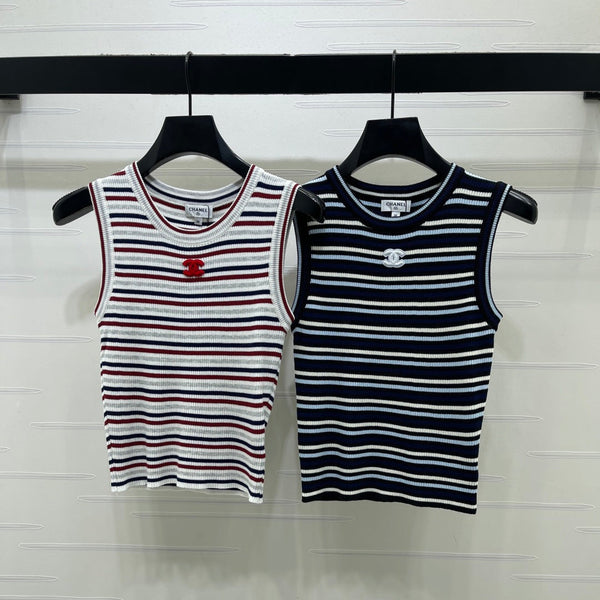 CC 2026 Crew Neck Striped Knit Vest Wool 677712