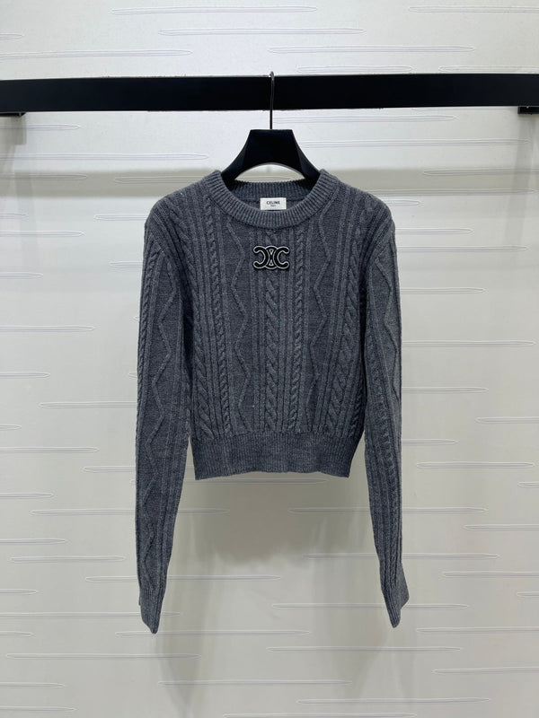 CE 26S Cable-Knit Crewneck Sweater Interlaced C Logo Wool 430328