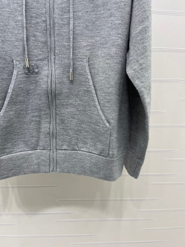 CE 26S Knit Zip-Up Hoodie Embroidered Detail Wool 430311