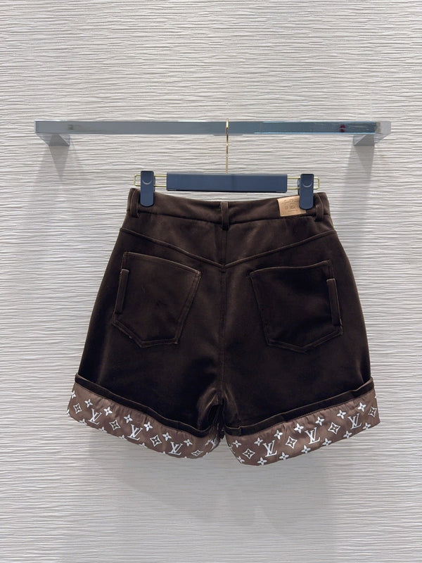 LV 26FW Velvet Shorts Vintage Casual Polyester 436415