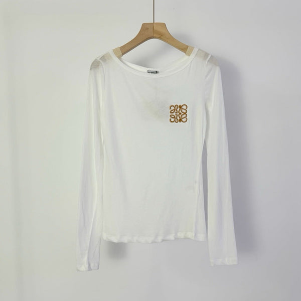 LW 26S Wide Neck Anagram Embroidery Sheer Top 436206