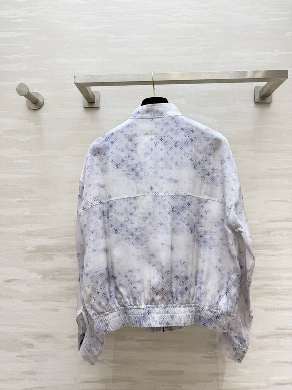 LV 26S Watercolor Monogram Stand-Collar Jacket & Cargo Joggers Set Light Blue Silk 436971