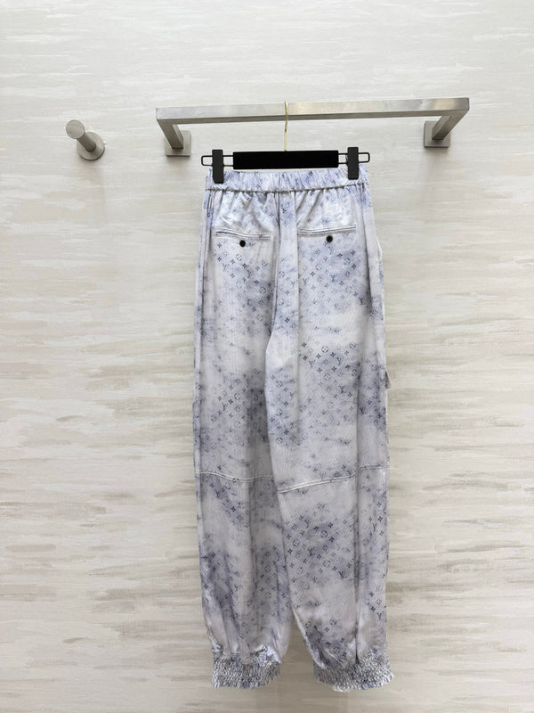 LV 26S Watercolor Monogram Stand-Collar Jacket & Cargo Joggers Set Light Blue Silk 436971