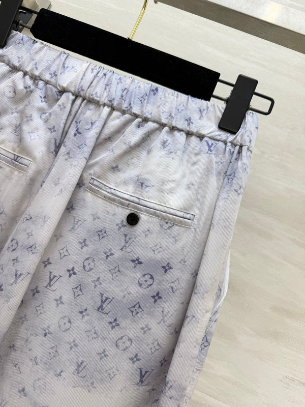 LV 26S Watercolor Monogram Stand-Collar Jacket & Cargo Joggers Set Light Blue Silk 436971