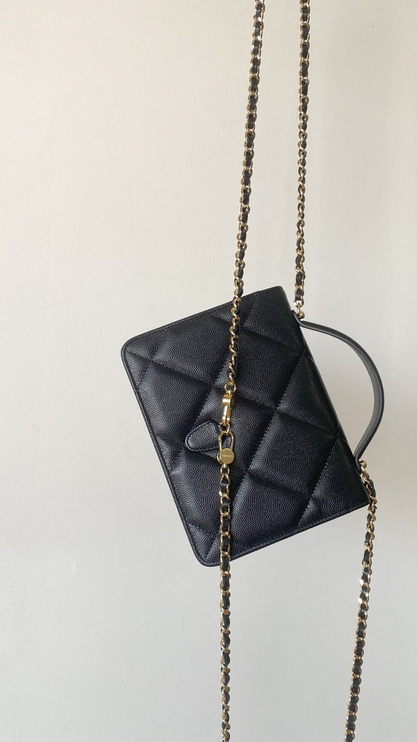 Chanel 25 Bag 18cm Black Lambskin