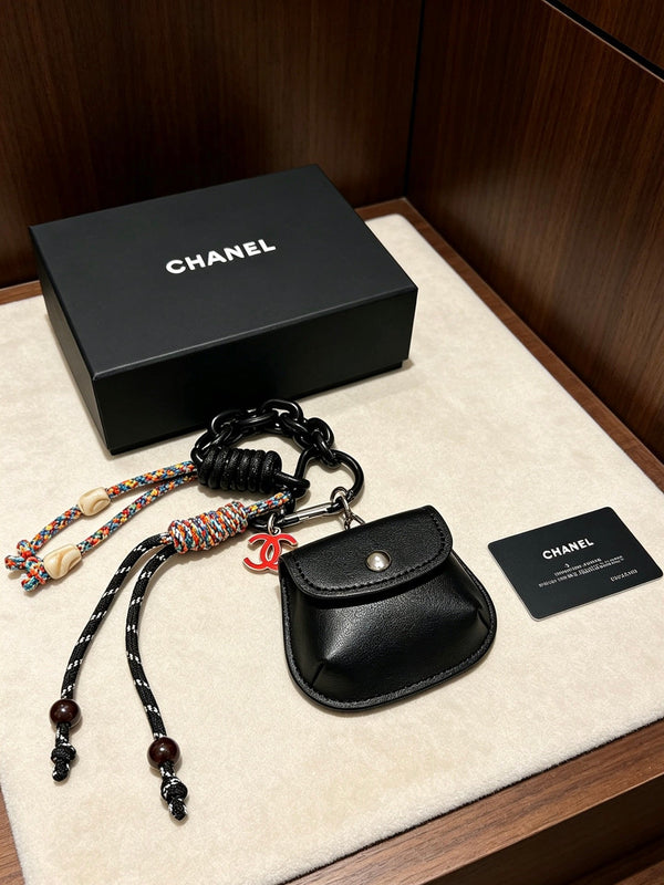 CC Mini Bag Charm With Chain And Braided Rope