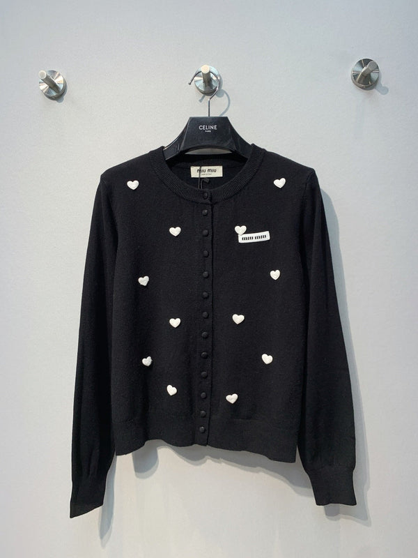 Miu 2026 Heart Motifs Cardigan Wool 421231