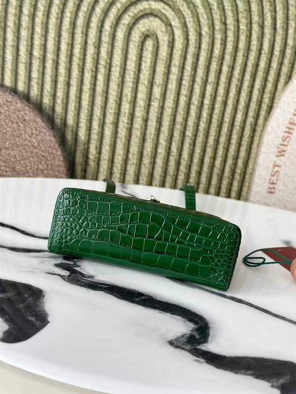 Extra Pocket L19 Teal Green Alligator Pattern Leather SHW