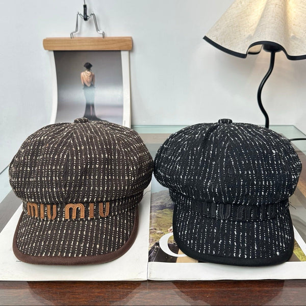 Miu Tweed Newsboy Cap Hat 497142