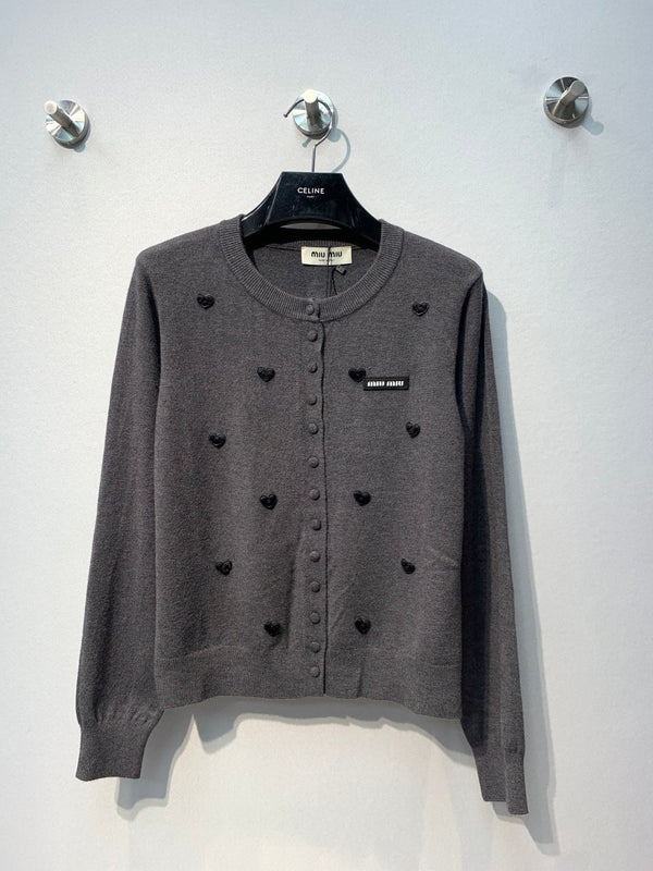 Miu 2026 Heart Motifs Cardigan Wool 421231