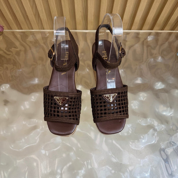 Prad 2026 Platform Sandals 75mm Crochet Fabric 151249