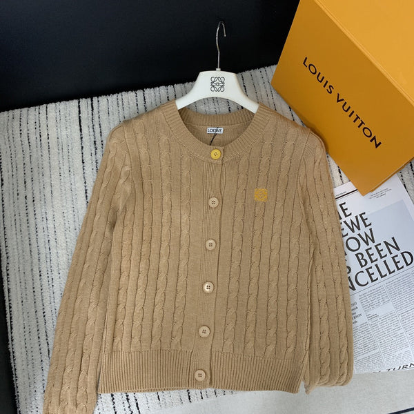 Loewe 2025 Knitted Embroidered Logo Button-Up Cardigan Wool 289130