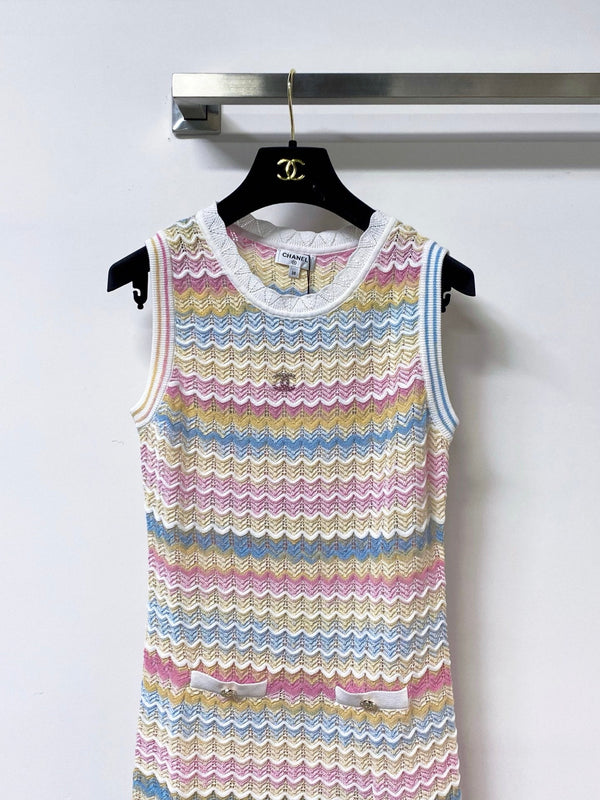 Chanel Three-Color Vest Dress in Tencel