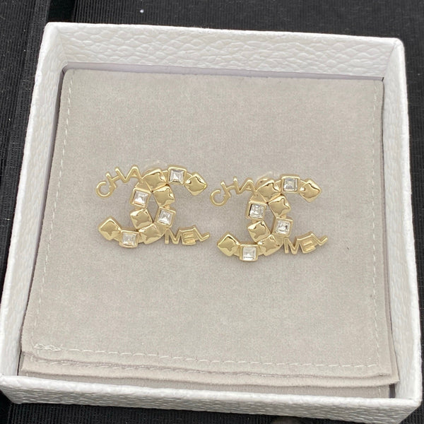 Crystal Stud Gold Earrings