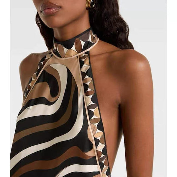 Pucci 26S Top & Midi Skirt Brown Silk Twill 02